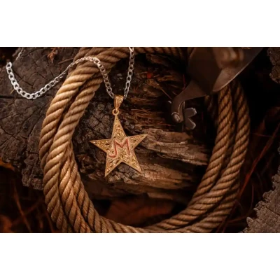 Custom Pendant Necklace Golden Star with Ranch Brand
