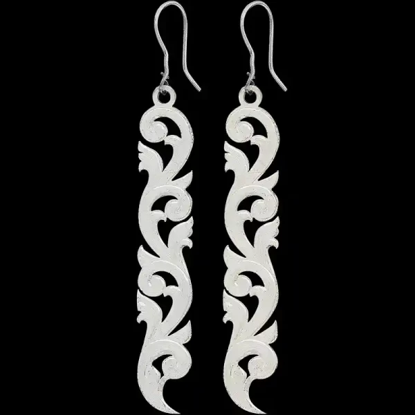A pair of silver western earrings for women scroll shaped 