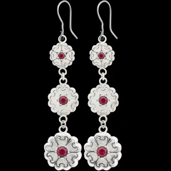A pair of silver plated western earrings for women, flower shaped 