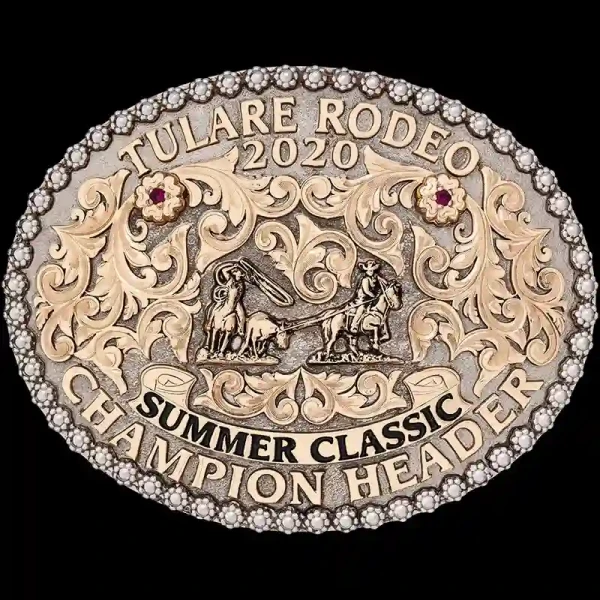 El Cactus Feliz custom western belt buckle featuring handcrafted silver engraving and premium western design.