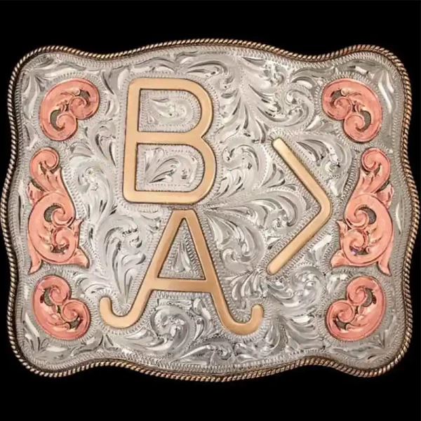 A custom ranch belt buckle featuring a ranch custom logo