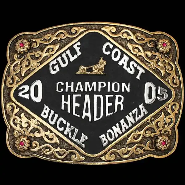 Alamosa custom western belt buckle crafted with engraved German silver and classic western styling.