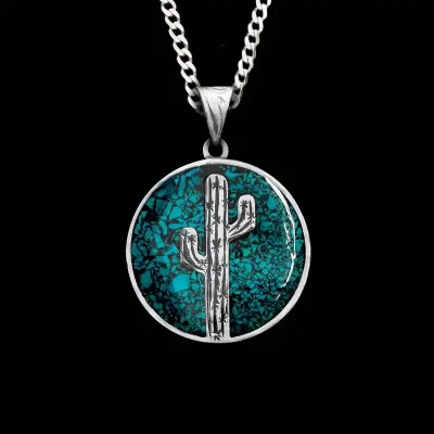 Turquoise Cactus Custom Pendant