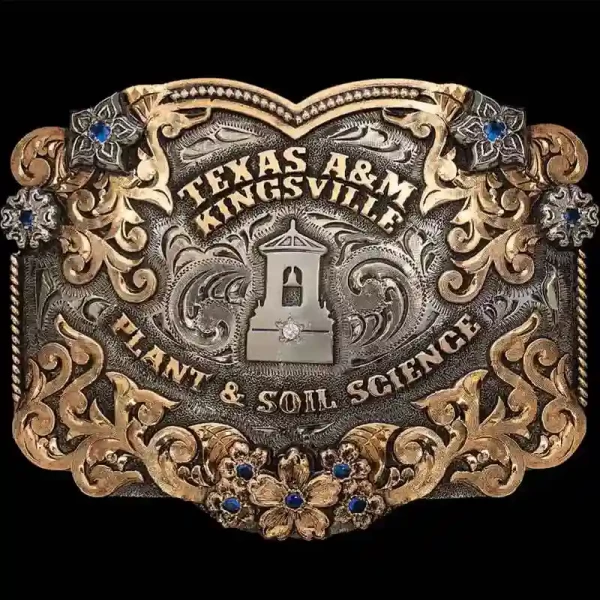 A custom graduation belt buckle for Texas A&amp;M Kingsville Plant &amp; Soil Science graduate 