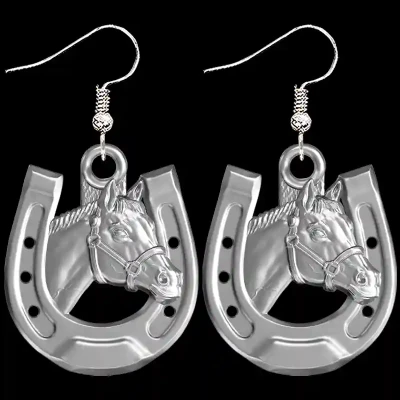 Horseshoe Horse Earrings
