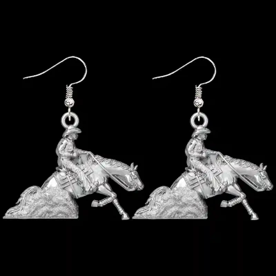 Reining Horse Man Earrings
