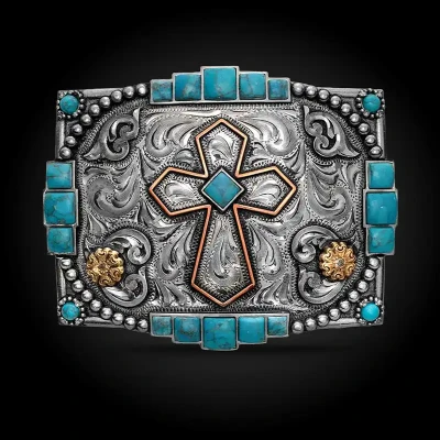 Turquoise Cross Belt Buckle (In Stock)