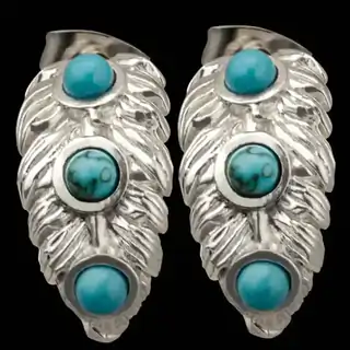 Turquoise Trail Western Hoop Feather Earrings (In Stock)