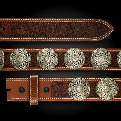 Silver Birch Concho Leather Belt