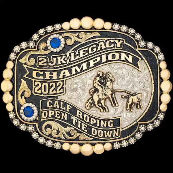 Joplin custom western belt buckle handcrafted with premium silver engraving by Molly's Custom Silver.