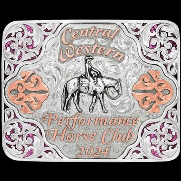 A western square crushed turquoise belt buckle