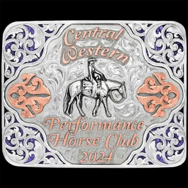 A western square crushed turquoise belt buckle
