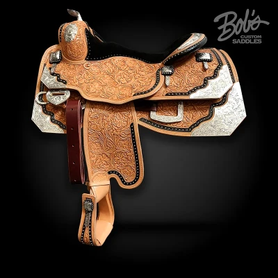 Silver Show Saddle 229 handcrafted western show saddle with elegant silver detailing.