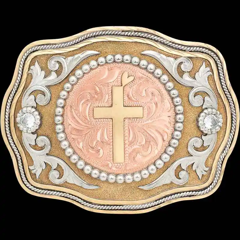 A custom cross belt buckle 