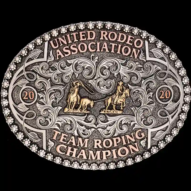 Chattanooga custom western belt buckle featuring engraved German silver and handcrafted western design.