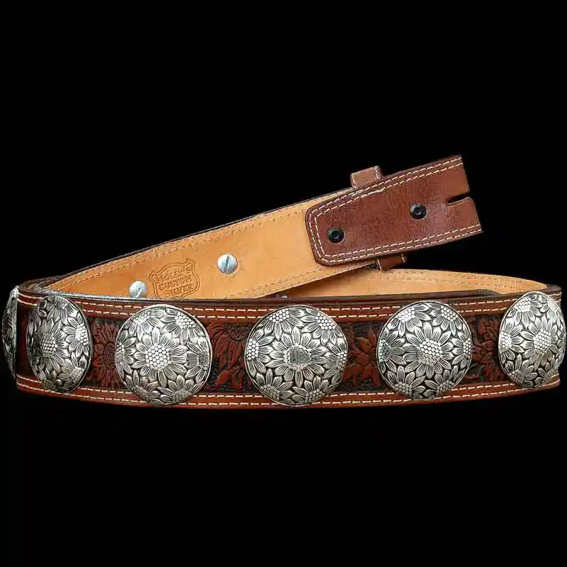 Silver Birch Concho Leather Belt