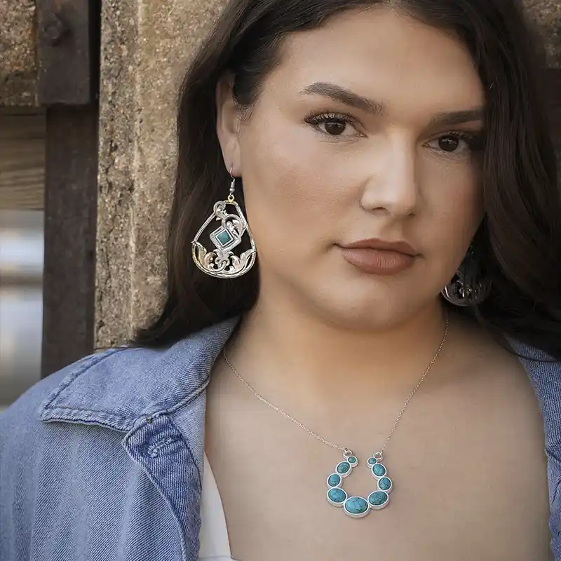 Squash Blossom Turquoise Pendant (In Stock)