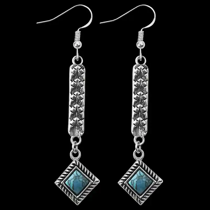 Shop Grit & Grace Western earrings with textured silver and turquoise-style accents. In stock, ready to ship next day, and perfect for any Western outfit.