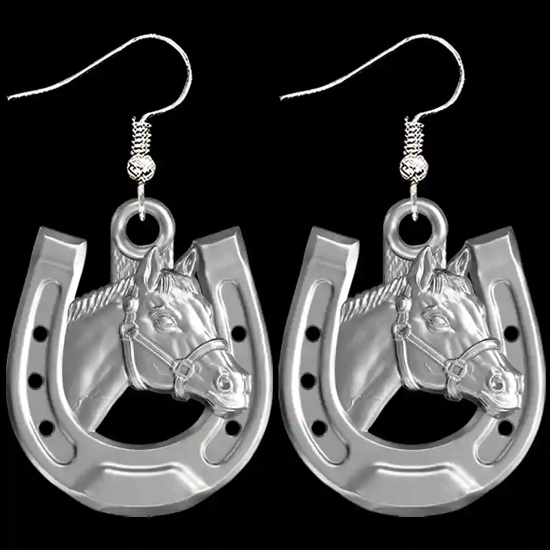 Horseshoe Horse Earrings