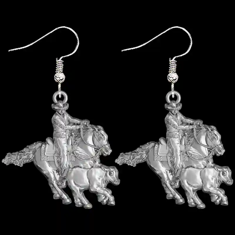 Working Cow Horse Man Earrings