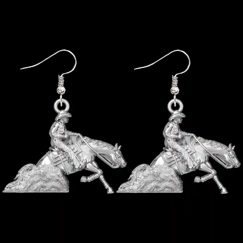 Reining Horse Man Earrings