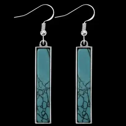 Shop Bellflower German Silver earrings with crushed turquoise stone. In stock and ready to ship next day. Perfect for Western style and everyday wear.