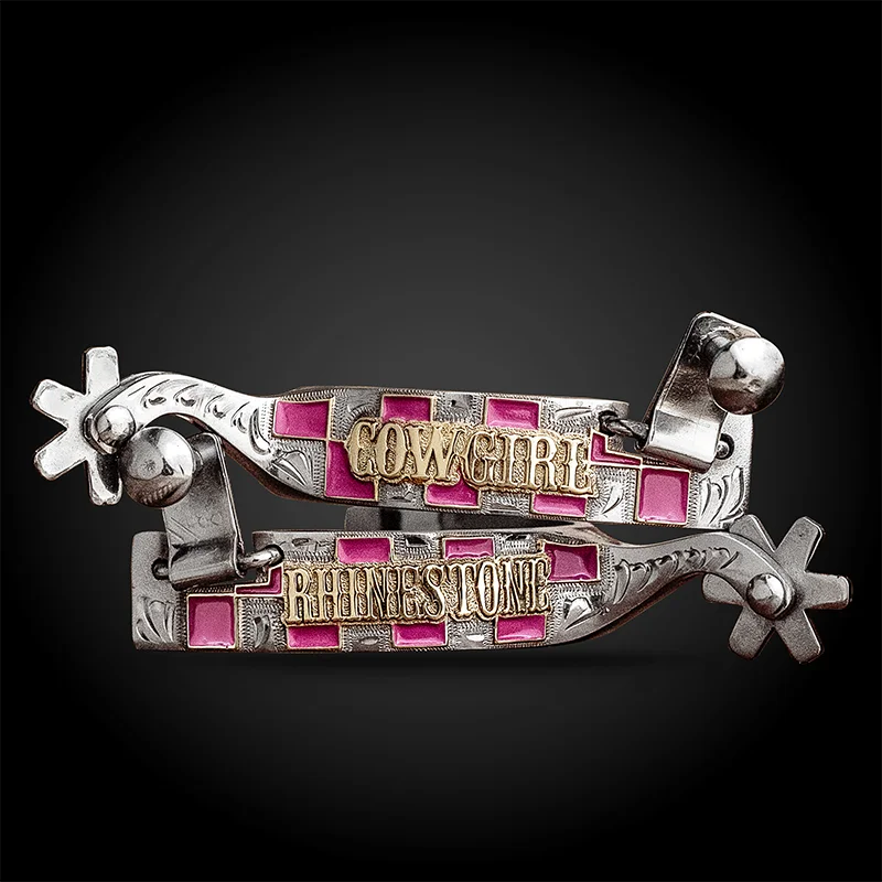 Rhinestone cowgirl spurs featuring premium western craftsmanship by Molly's Custom Silver.