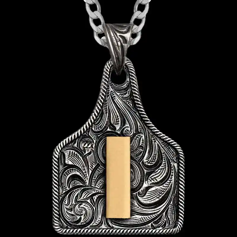 Texas Size Initial Cow Tag Necklace