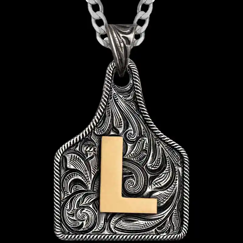 Texas Size Initial Cow Tag Necklace