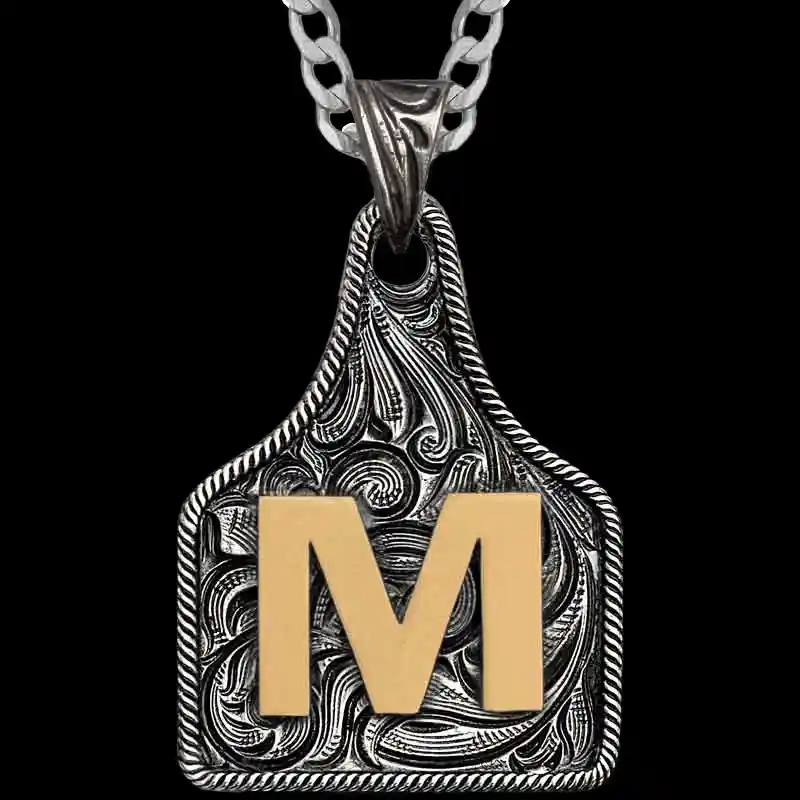 Texas Size Initial Cow Tag Necklace