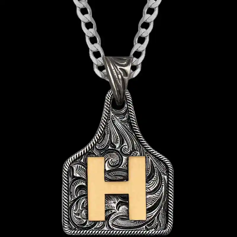 Medium Initial Cow Tag Necklace 