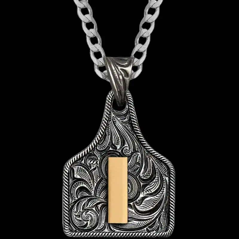 Medium Initial Cow Tag Necklace 
