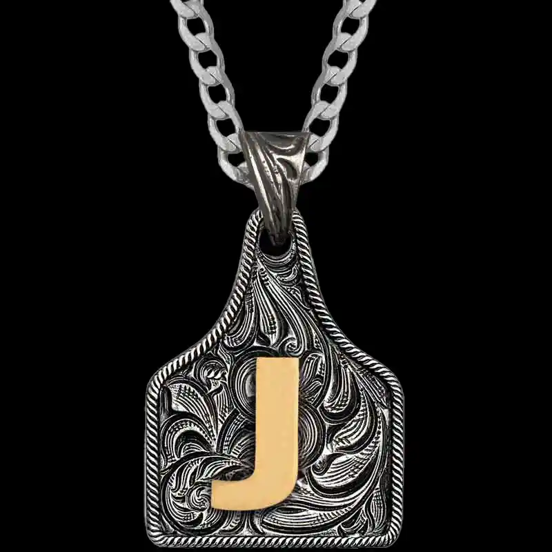 Medium Initial Cow Tag Necklace 