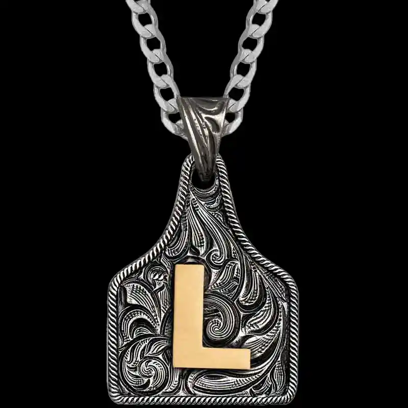 Medium Initial Cow Tag Necklace 