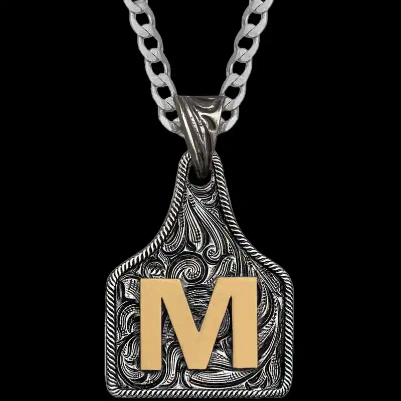 Medium Initial Cow Tag Necklace 