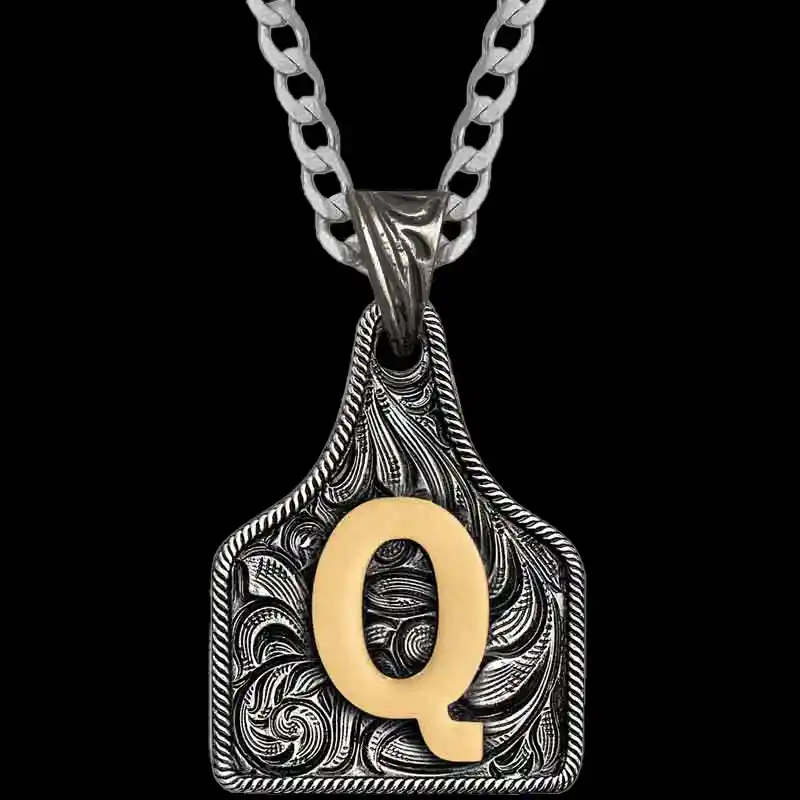 Medium Initial Cow Tag Necklace 