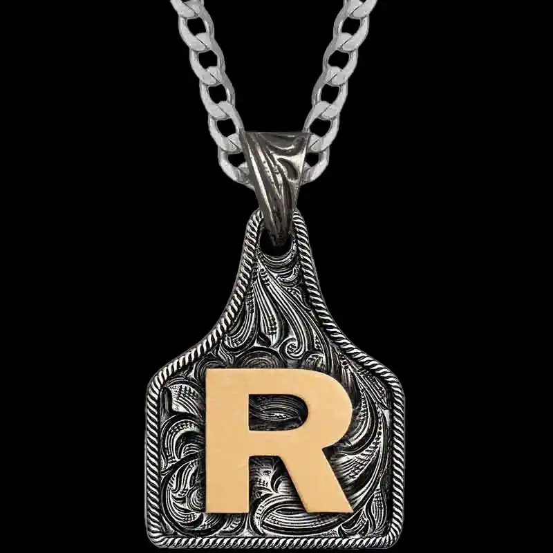 Medium Initial Cow Tag Necklace 