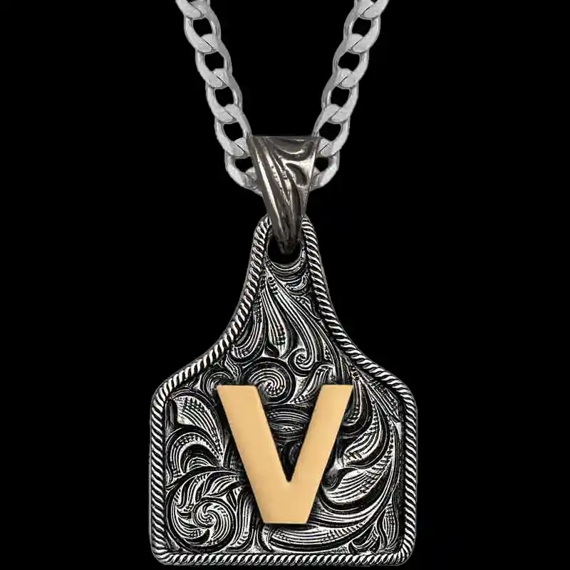 Medium Initial Cow Tag Necklace 