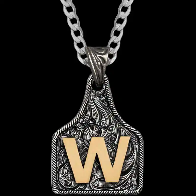 Medium Initial Cow Tag Necklace 