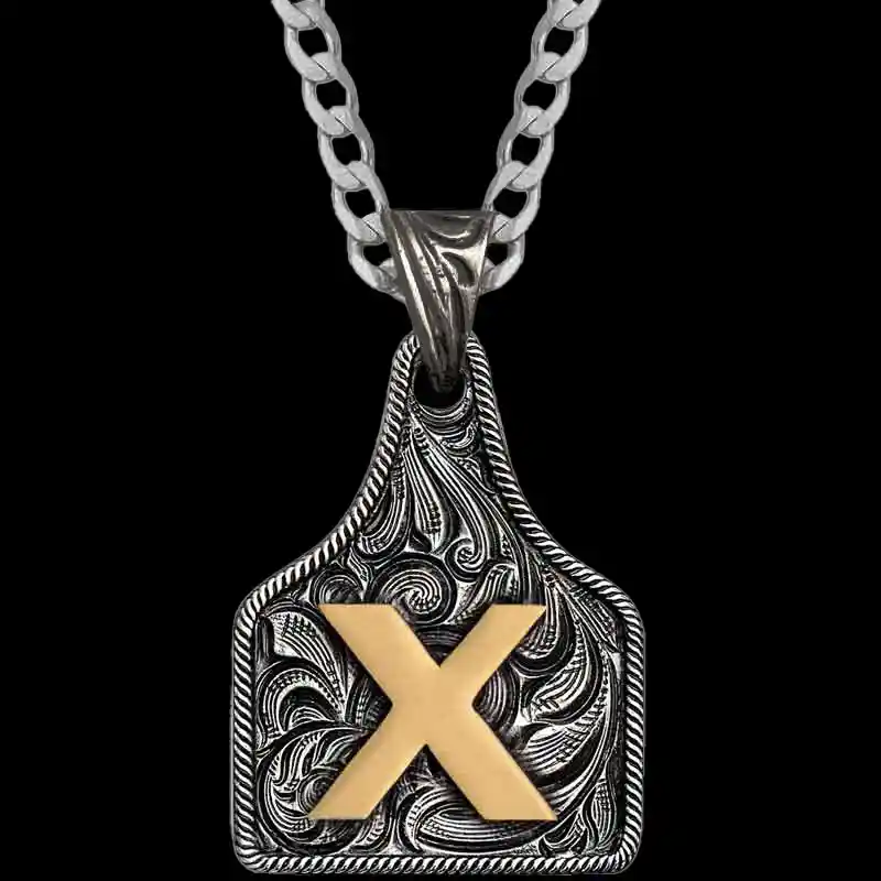 Medium Initial Cow Tag Necklace 