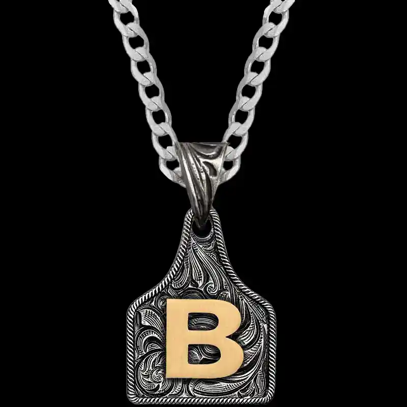 Mini Initial Cow Tag Necklace 