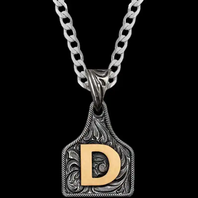 Mini Initial Cow Tag Necklace 