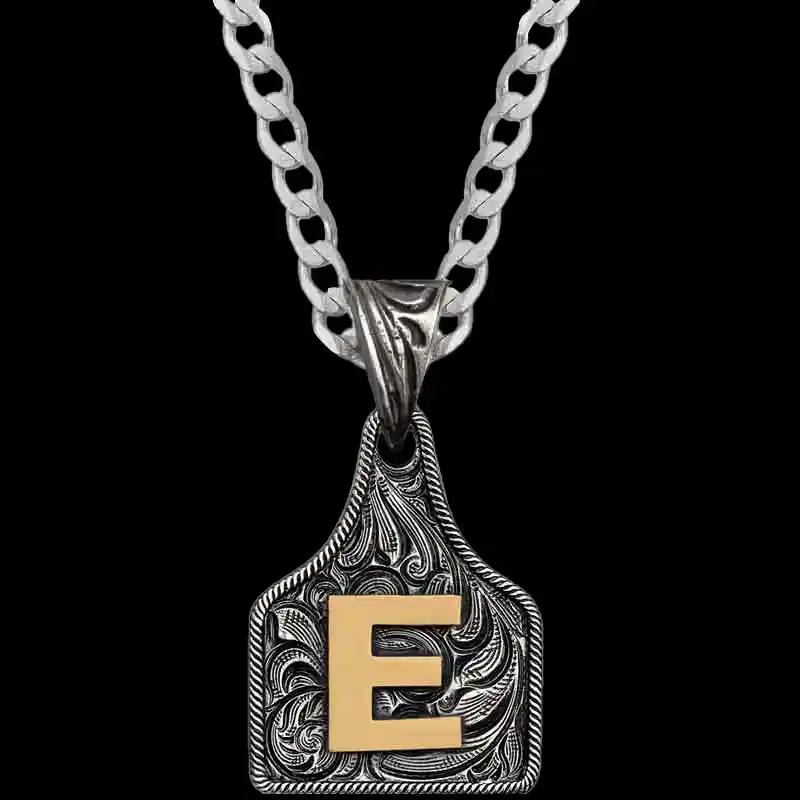 Mini Initial Cow Tag Necklace 