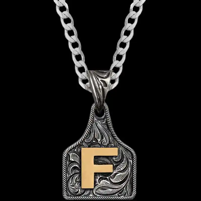 Mini Initial Cow Tag Necklace 