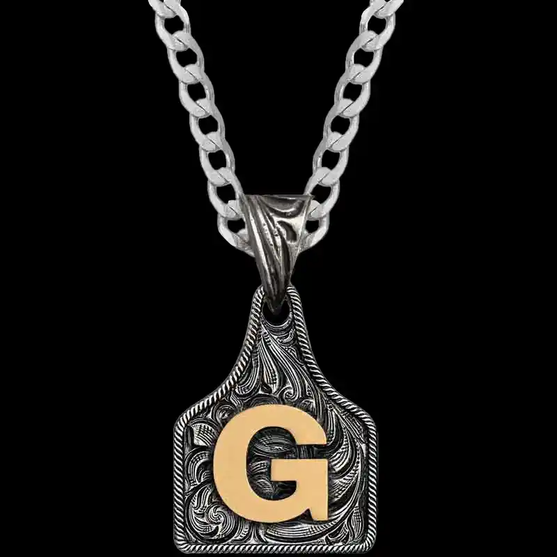 Mini Initial Cow Tag Necklace 