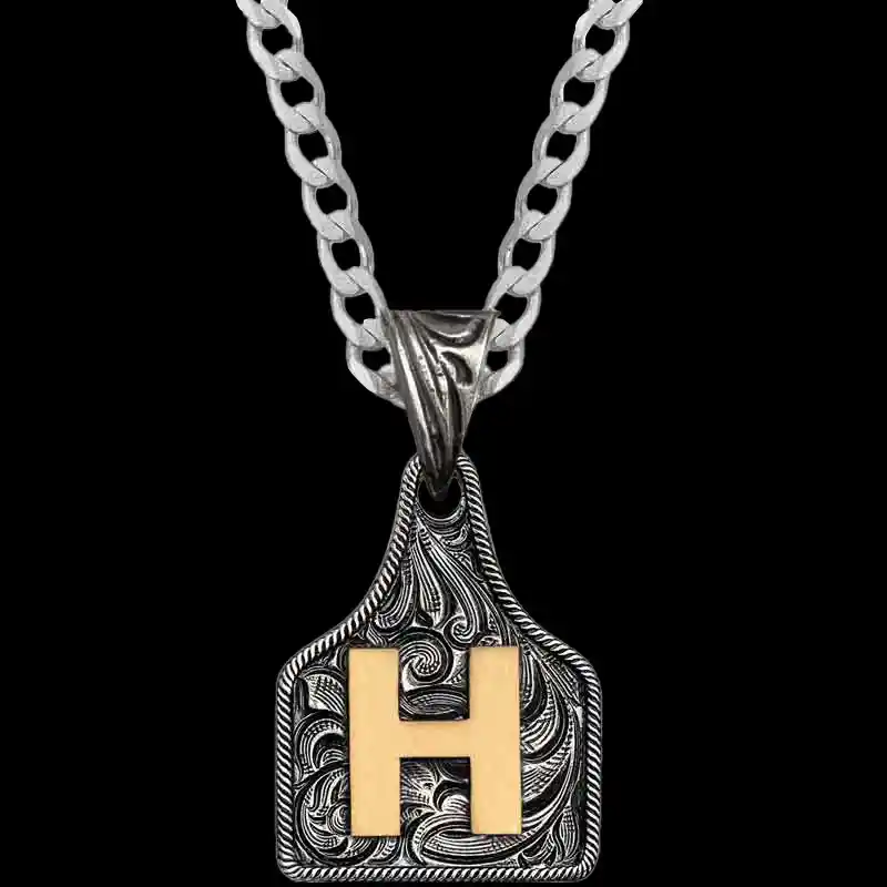 Mini Initial Cow Tag Necklace 