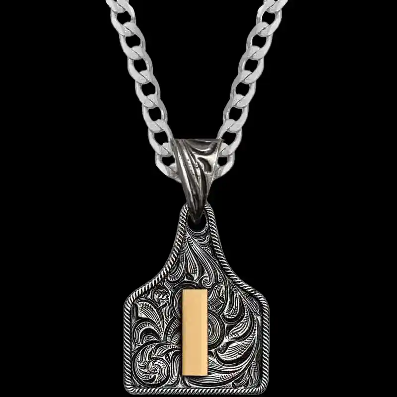 Mini Initial Cow Tag Necklace 