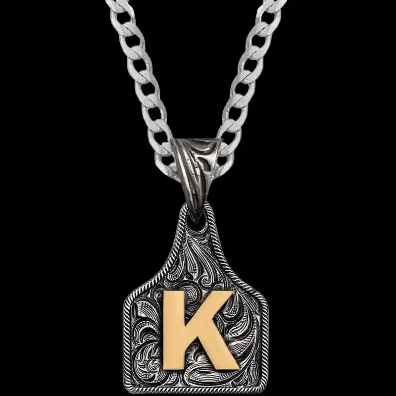 Mini Initial Cow Tag Necklace 