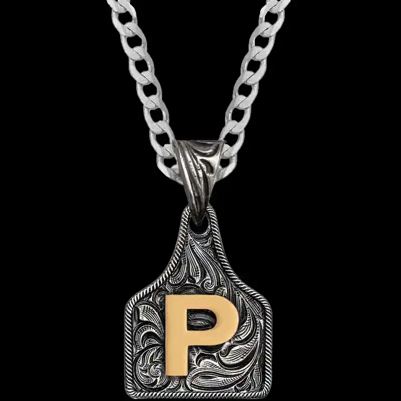 Mini Initial Cow Tag Necklace 