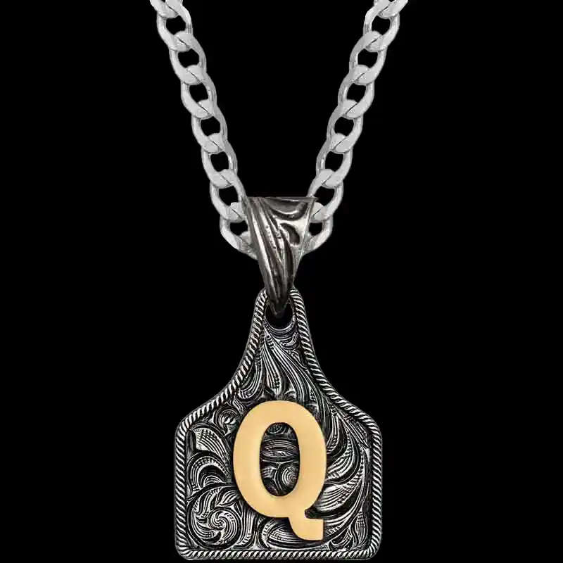 Mini Initial Cow Tag Necklace 